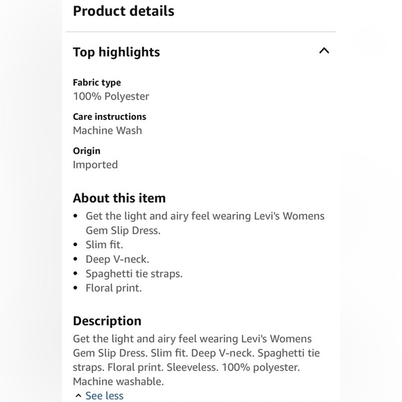 Levi’s slip dress-large like new - Picture 8 of 8